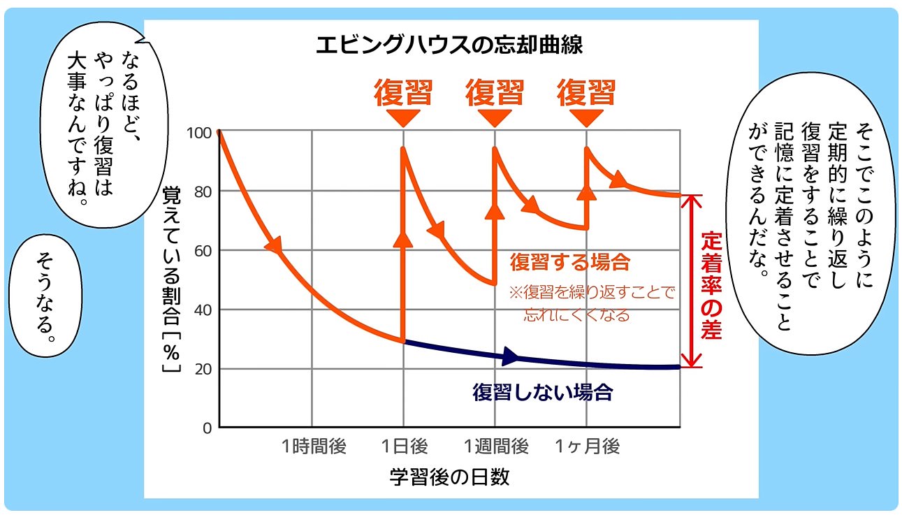 エビングハウスの忘却曲線と復習